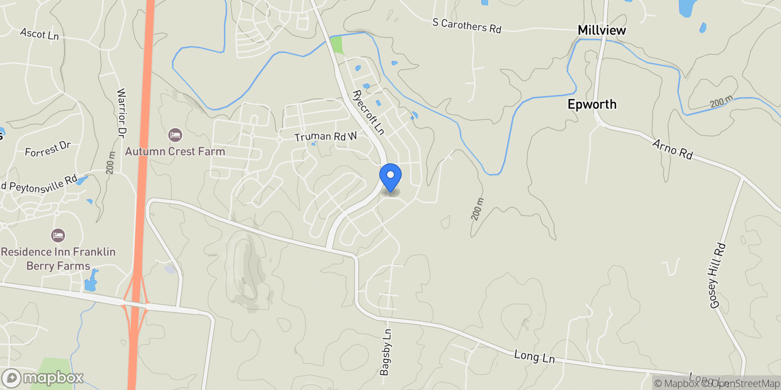 Map showing 2031 Hornsby Dr , Franklin, TN 37064, Franklin, Tennessee, United States.