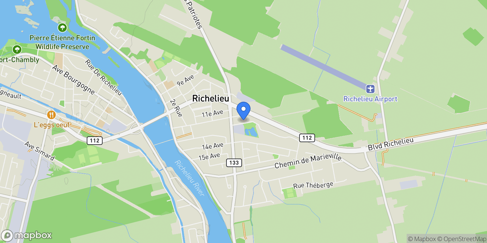Map showing 714 Rue Martel, Chambly, Quebec, Canada.