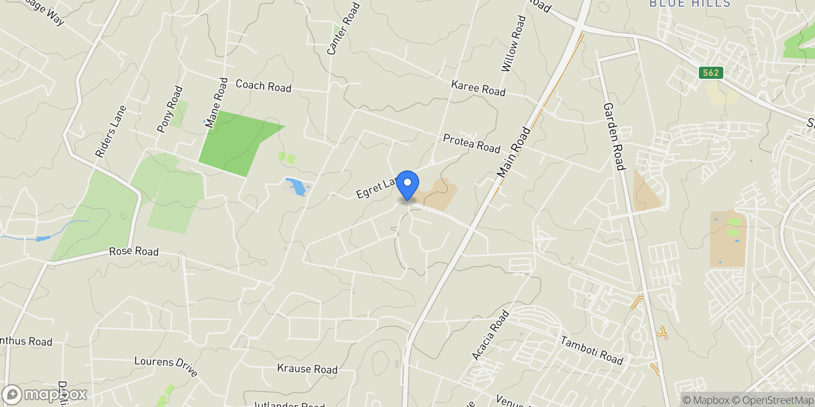 Map showing South Africa Midrand Blue Hills Equestrian Estate, Midrand, Gauteng, South Africa.