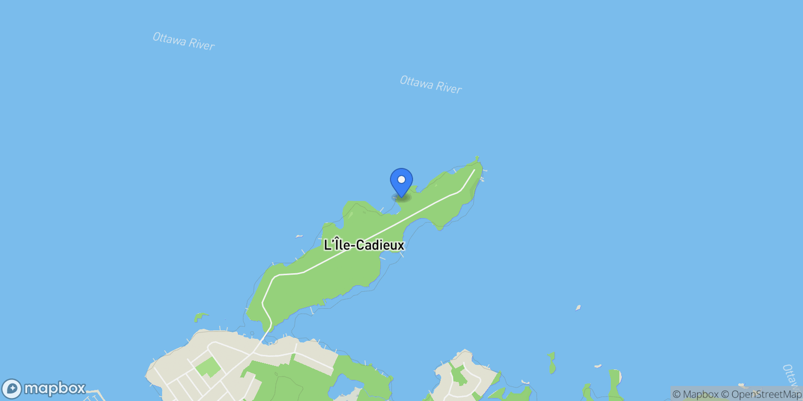 Map showing 121 Chemin de L'Ile, L'Île-Cadieux, Quebec, Canada.