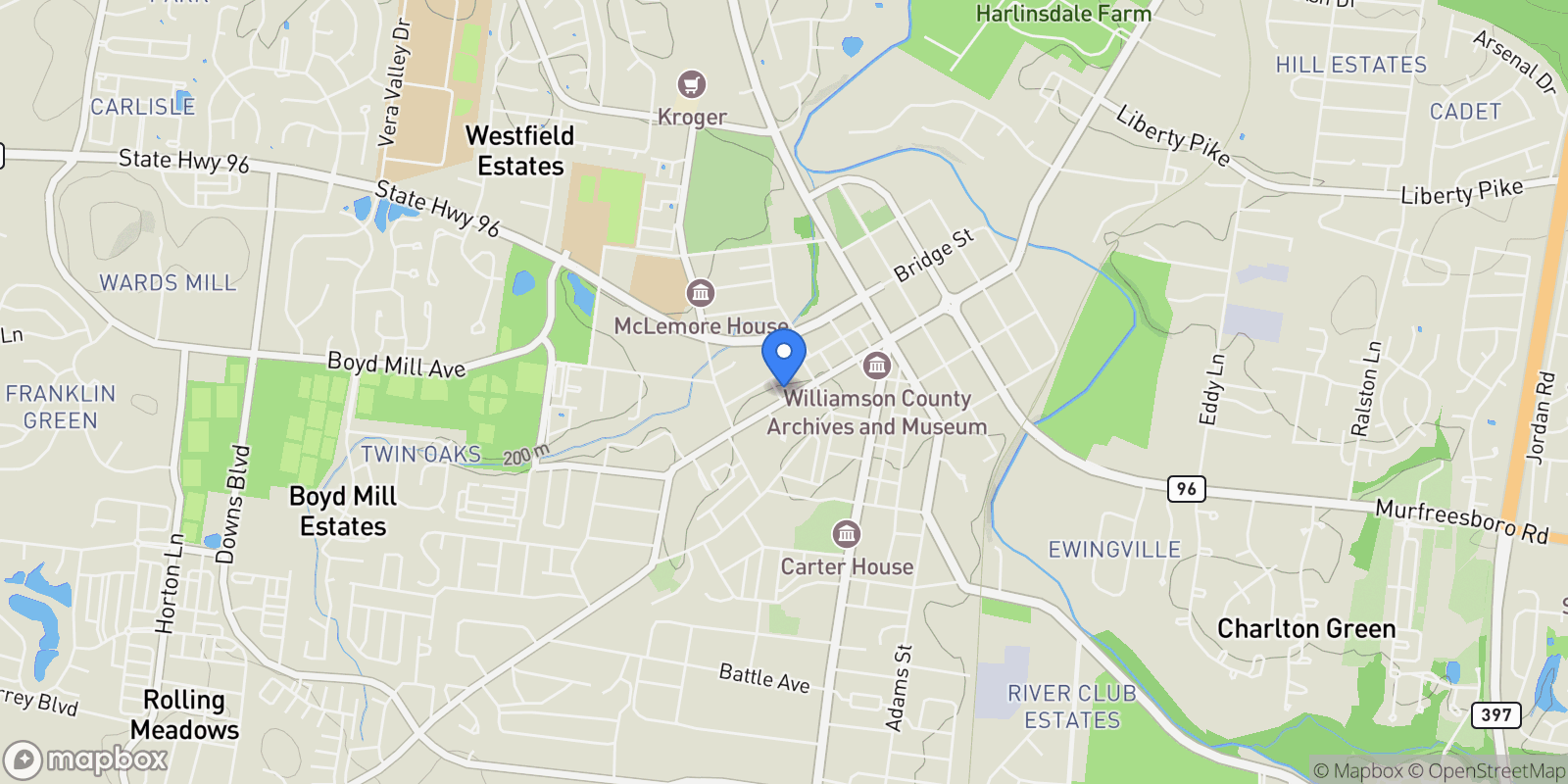 Map showing 932 W Main St , Franklin, TN 37064, Franklin, Tennessee, United States.