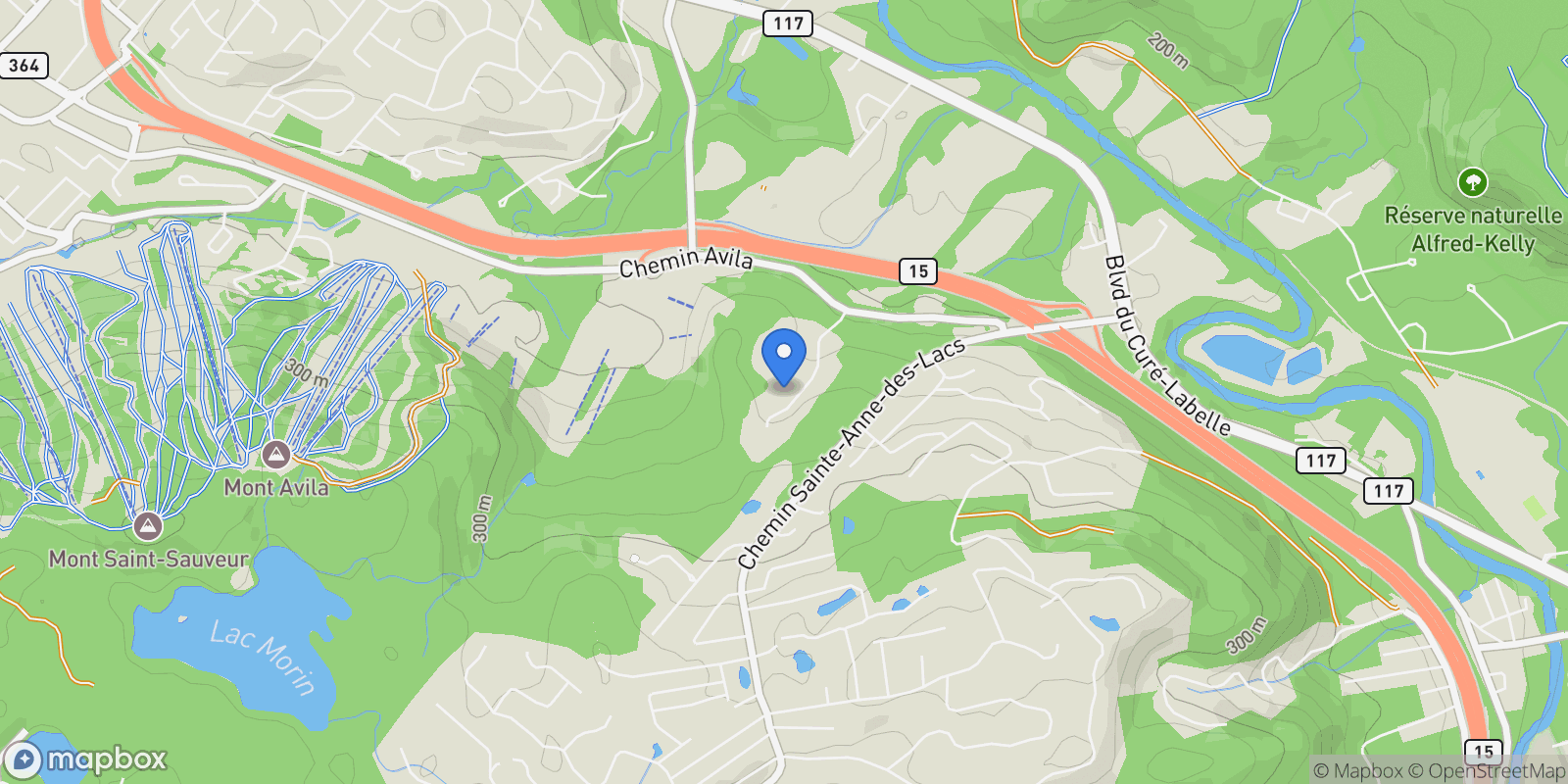 Map showing 321 Ch. du Versant, Piedmont, Quebec, Canada.