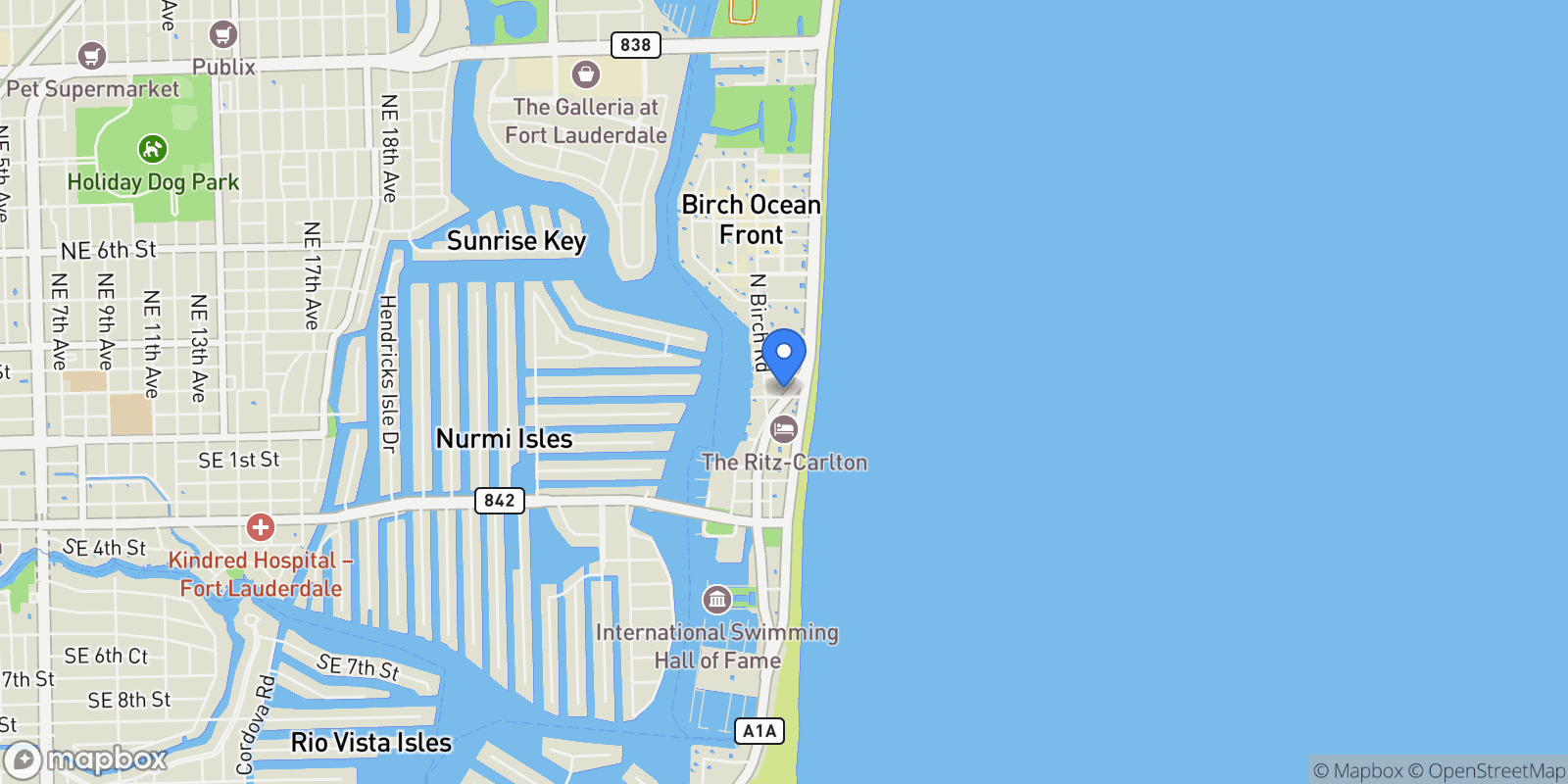 Map showing 153 N Seabreeze Blvd 1902-S, Fort Lauderdale, Florida, United States.