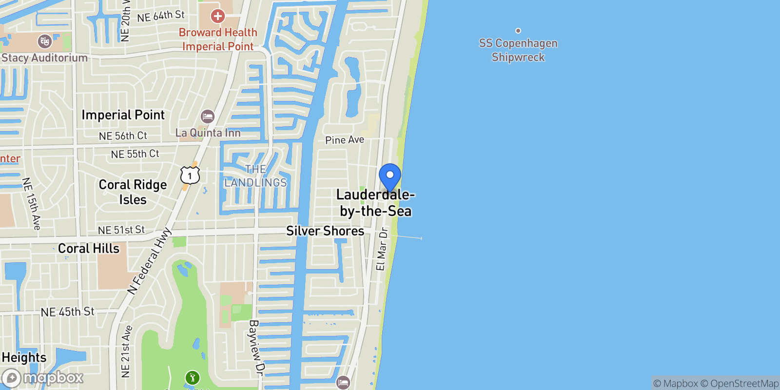 Map showing 4510 El Mar Drive PH-405, Fort Lauderdale, Florida, United States.