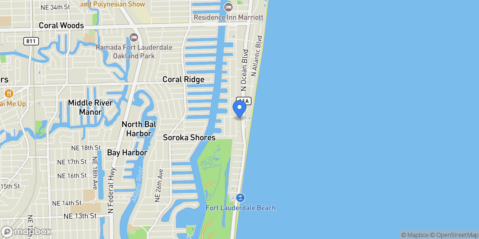 Map showing 2029 N Ocean Blvd 303, Wilton Manors, Florida, United States.