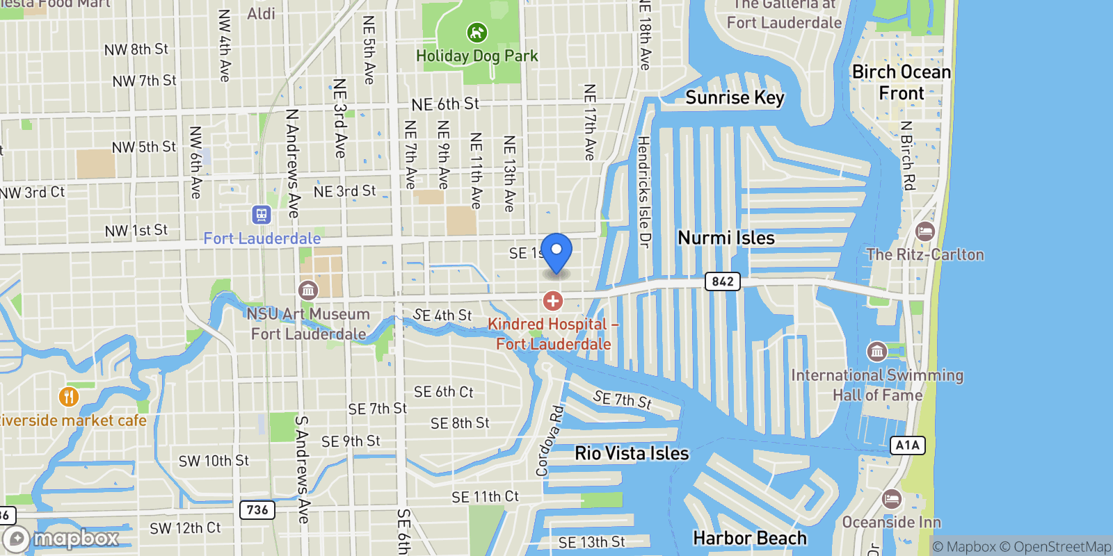 Map showing 217 SE 16th AVE, Fort Lauderdale, Florida, United States.