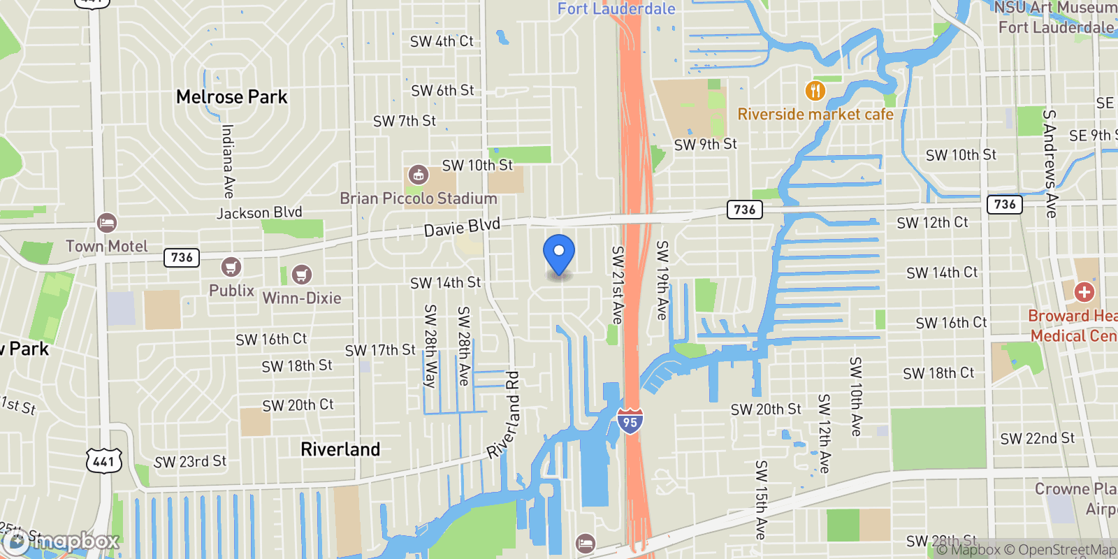 Map showing 1421 SW 23rd Court, Fort Lauderdale, Florida, United States.