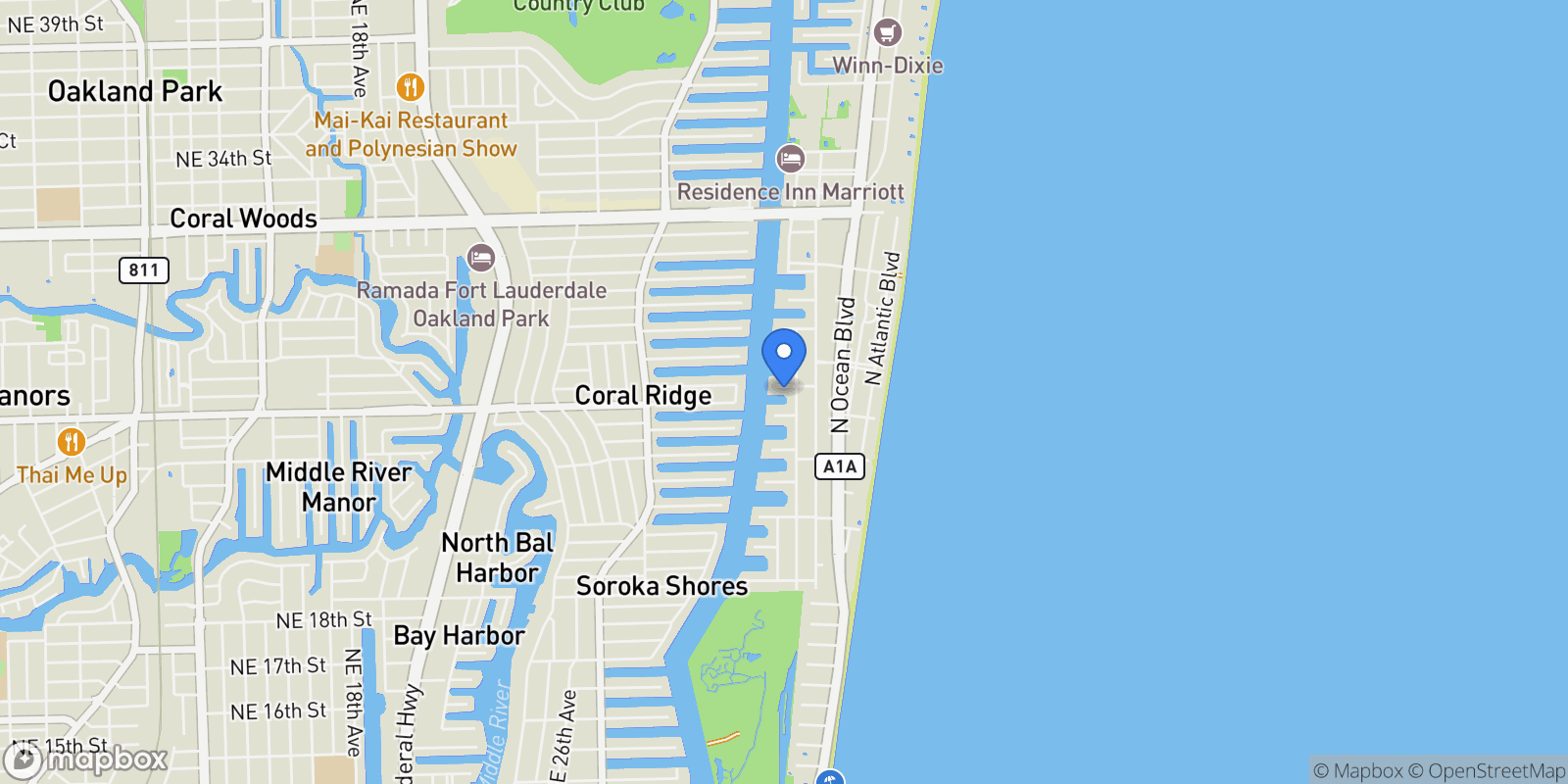 Map showing 3108 NE 26th ST, Wilton Manors, Florida, United States.