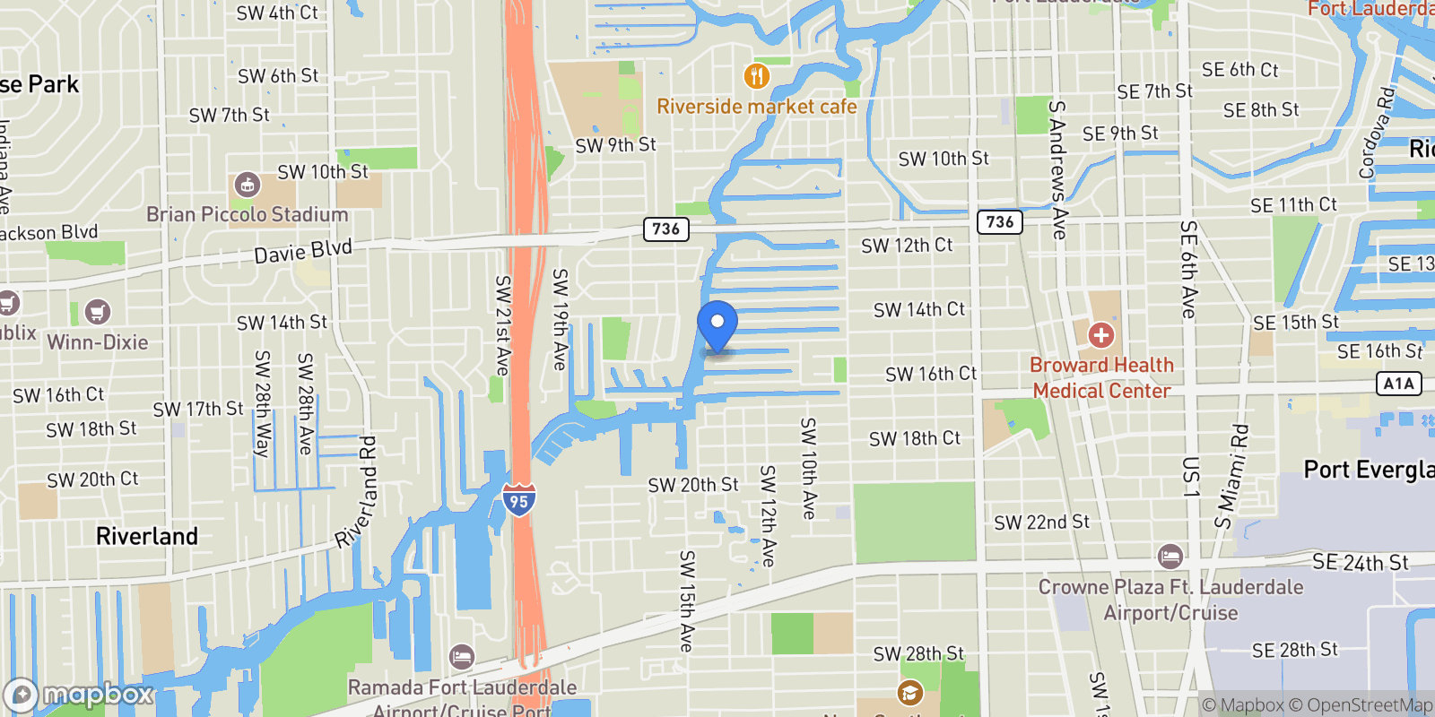 Map showing 1317 Tangelo Isle, Fort Lauderdale, Florida, United States.