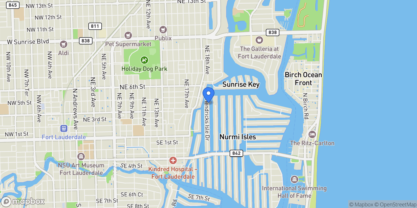 Map showing 424 Hendricks Isle 6, Fort Lauderdale, Florida, United States.