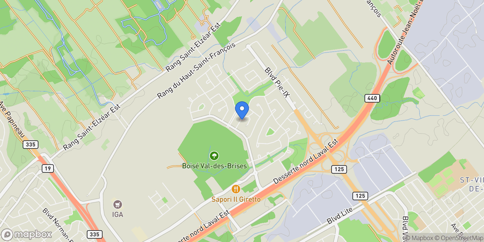 Map showing 3880 Rue du Colonel, Laval, Quebec, Canada.
