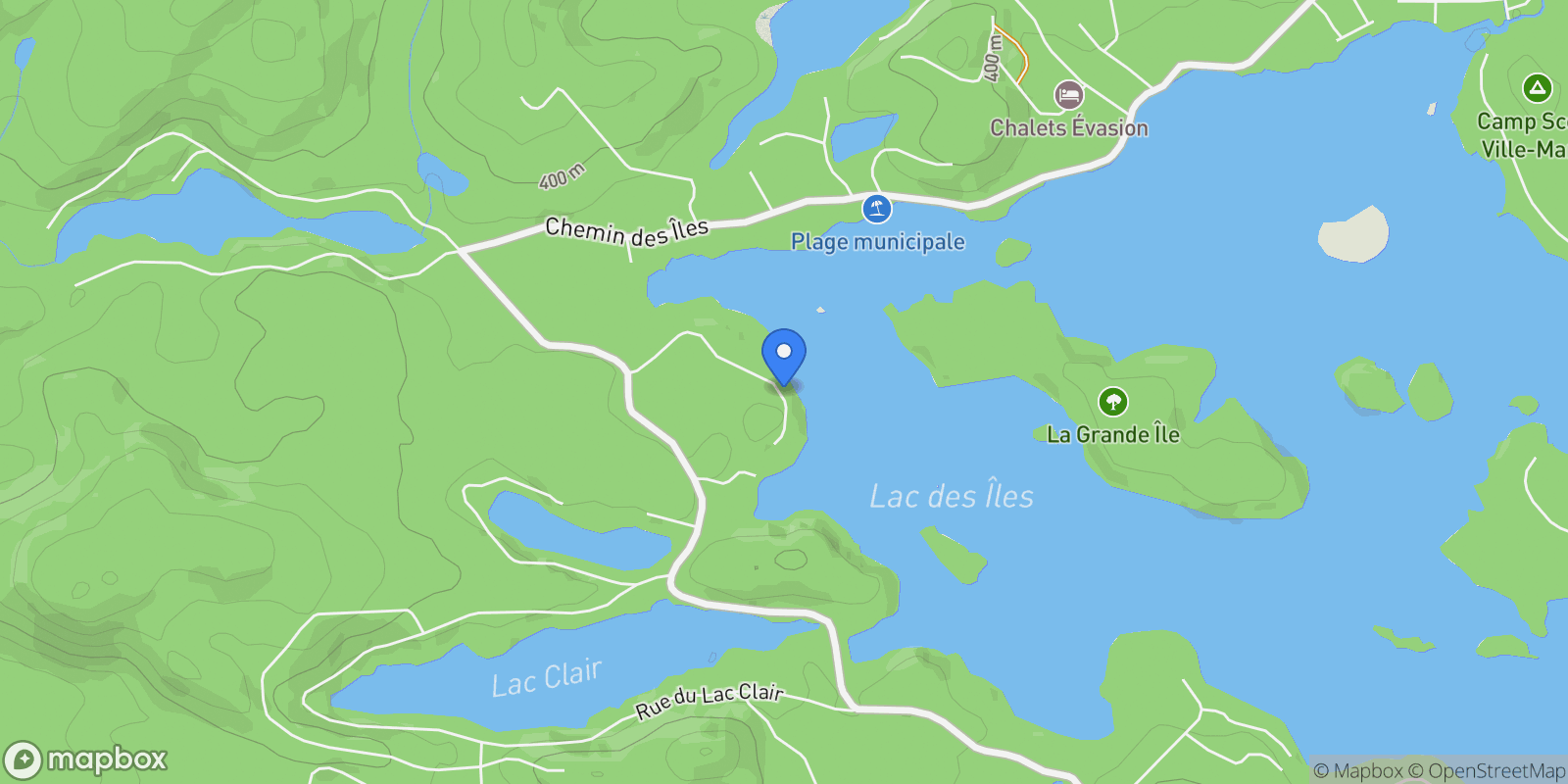Map showing 581 Rue des Îlets, Entrelacs, Quebec, Canada.