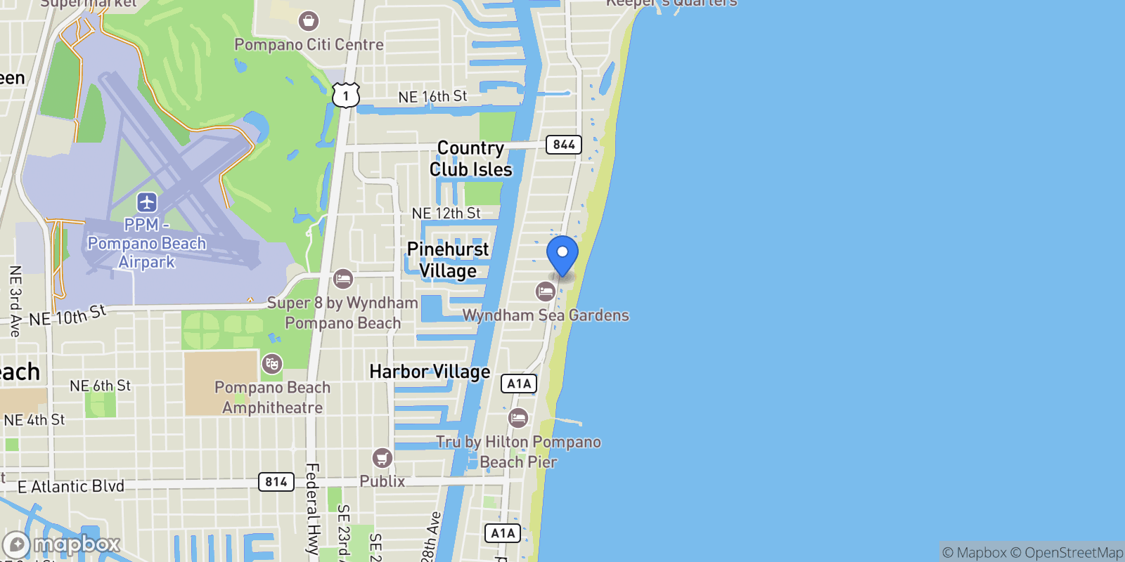 Map showing 704 N Ocean Boulevard 404, Hillsboro Beach, Florida, United States.
