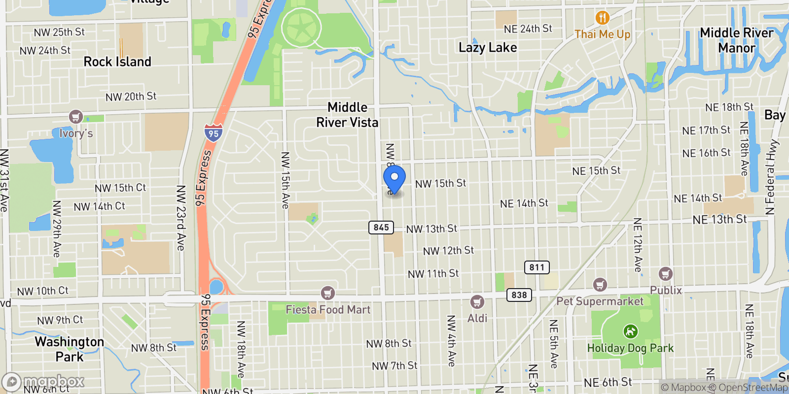 Map showing 1418 NW 8th Ave, Wilton Manors, Florida, United States.