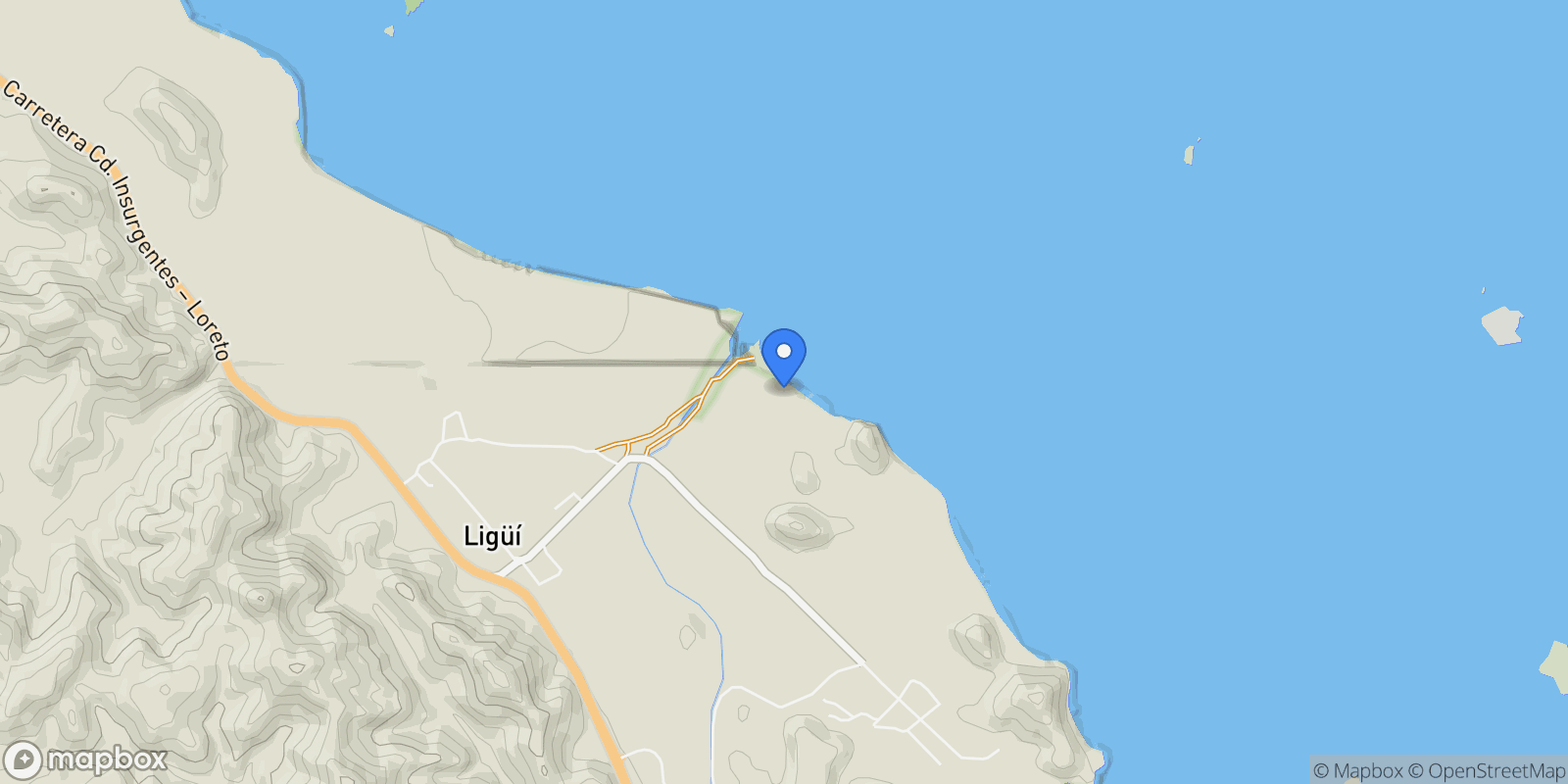 Map showing Loreto Bay Grand Reserve, Ligüí, Baja California Sur, Mexico.