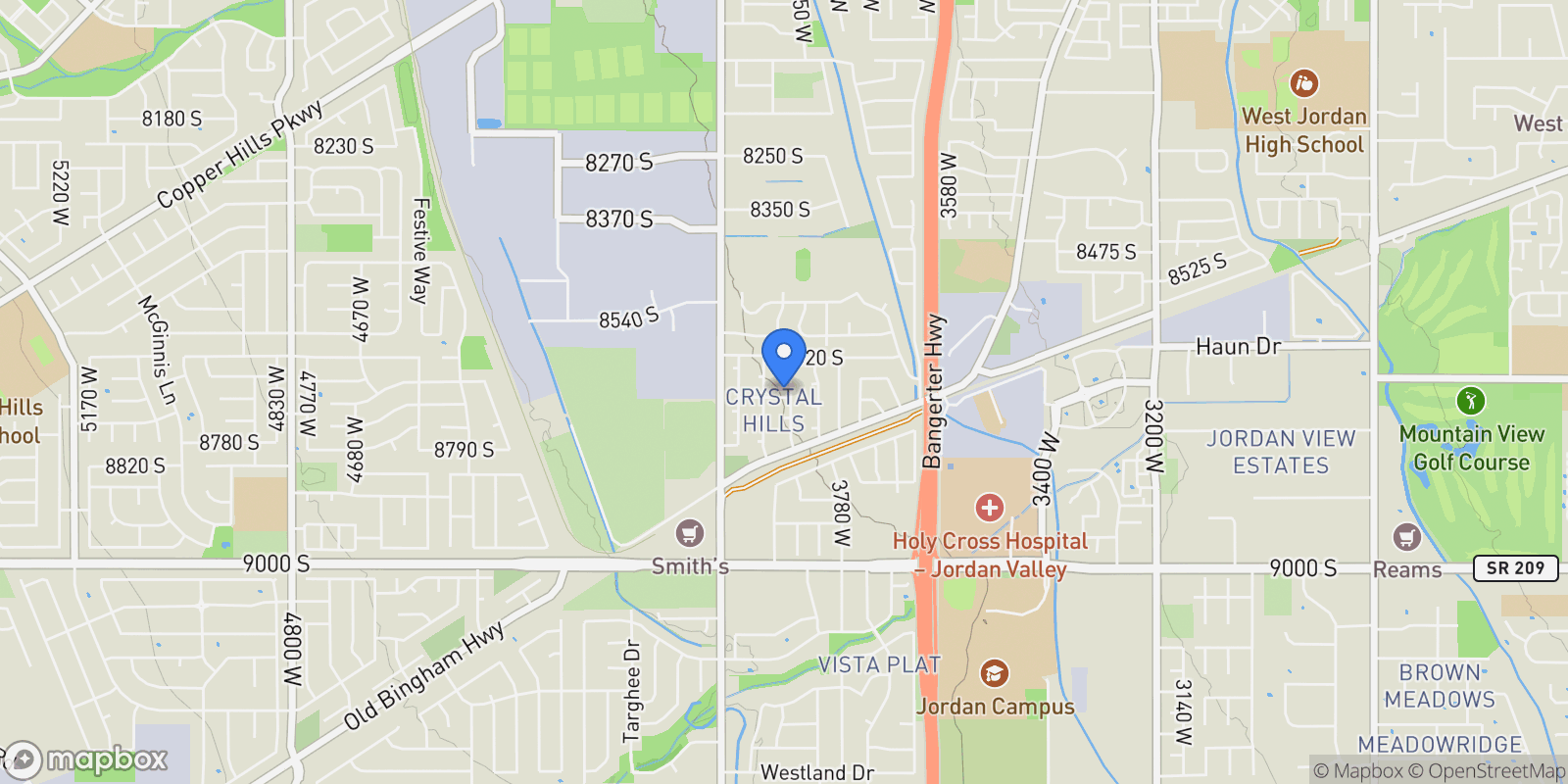 Map showing 3888 W 8700, West Jordan, UT 84088, West Jordan, Utah, United States.