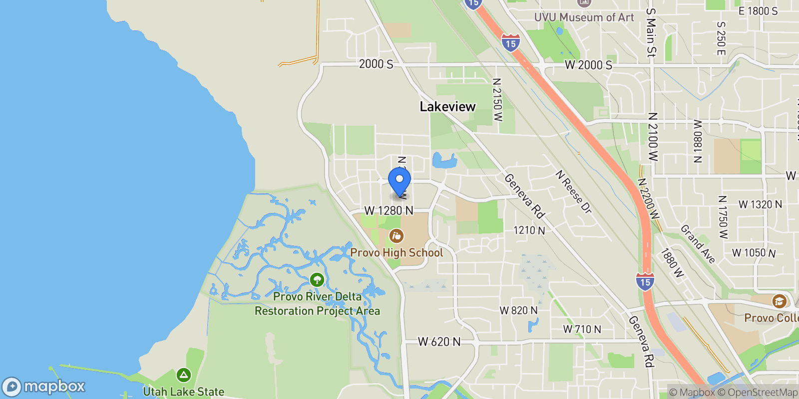 Map showing 1327 N 3250 , Provo, UT 84601, Provo, Utah, United States.