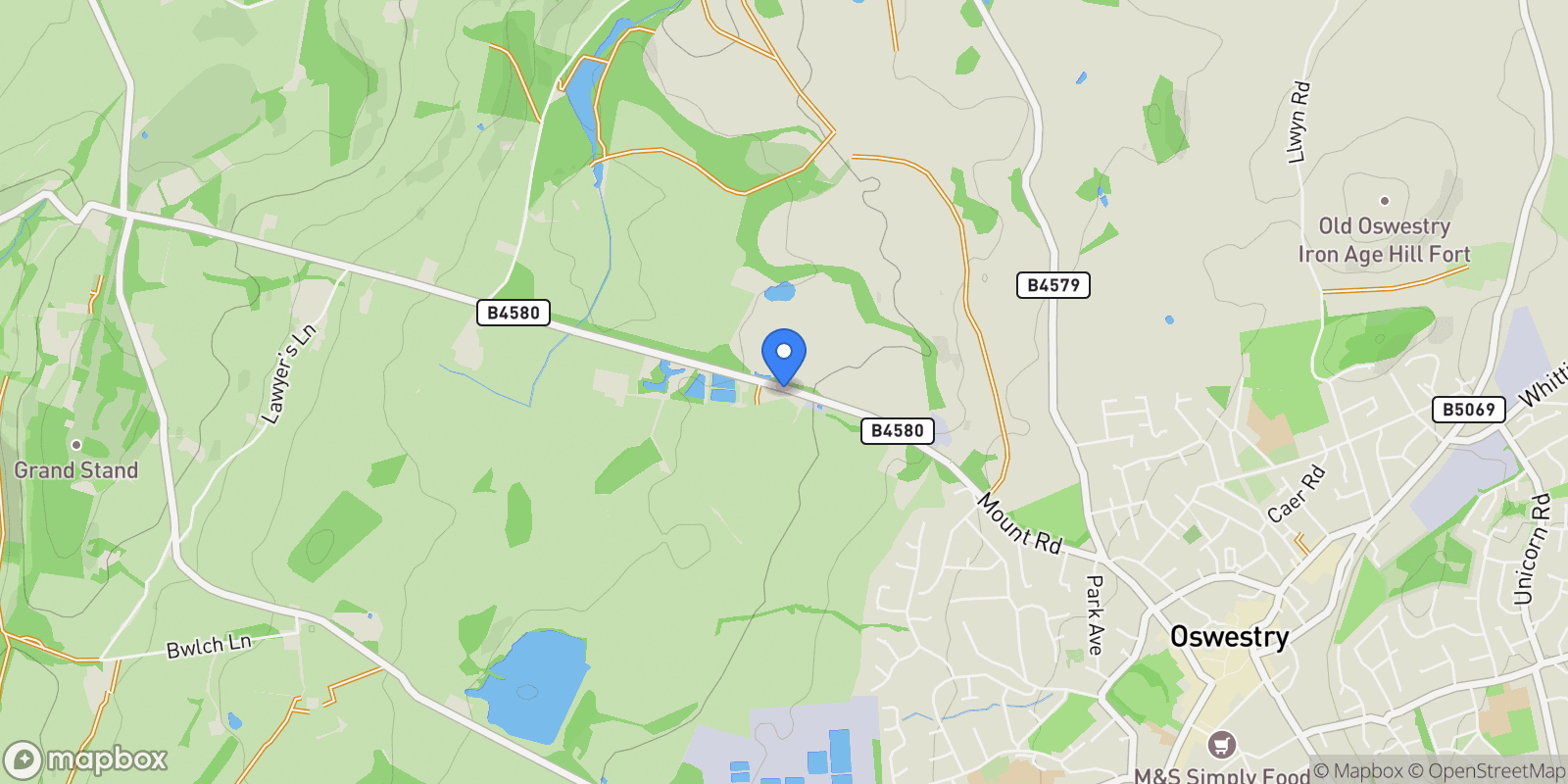 Map showing The Mount, Oswestry, Shropshire, Oswestry, England, United Kingdom.