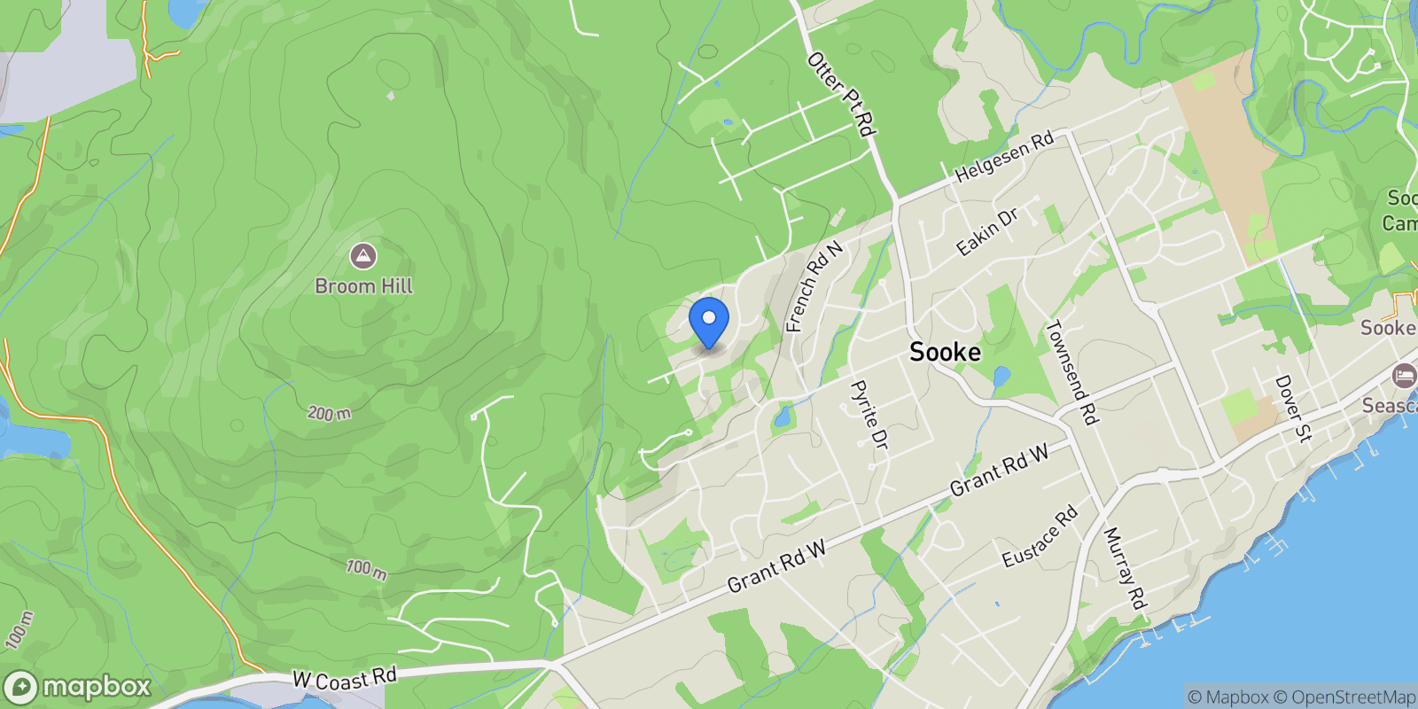 Map showing 2316 Mountain Heights Dr, Sooke, British Columbia, Canada.