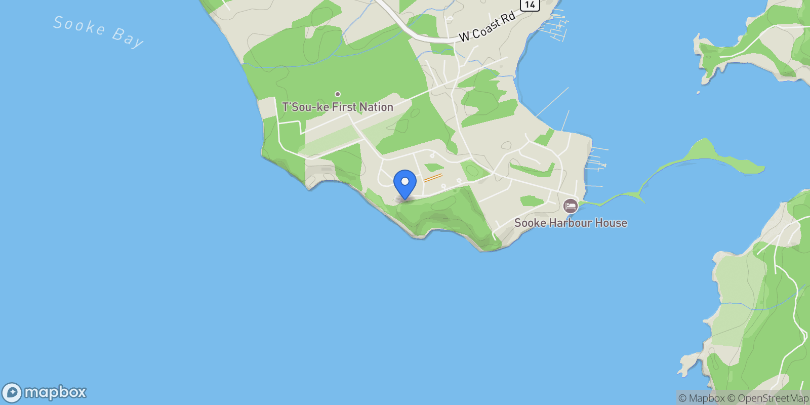 Map showing 7209 Austins Pl, Sooke, British Columbia, Canada.