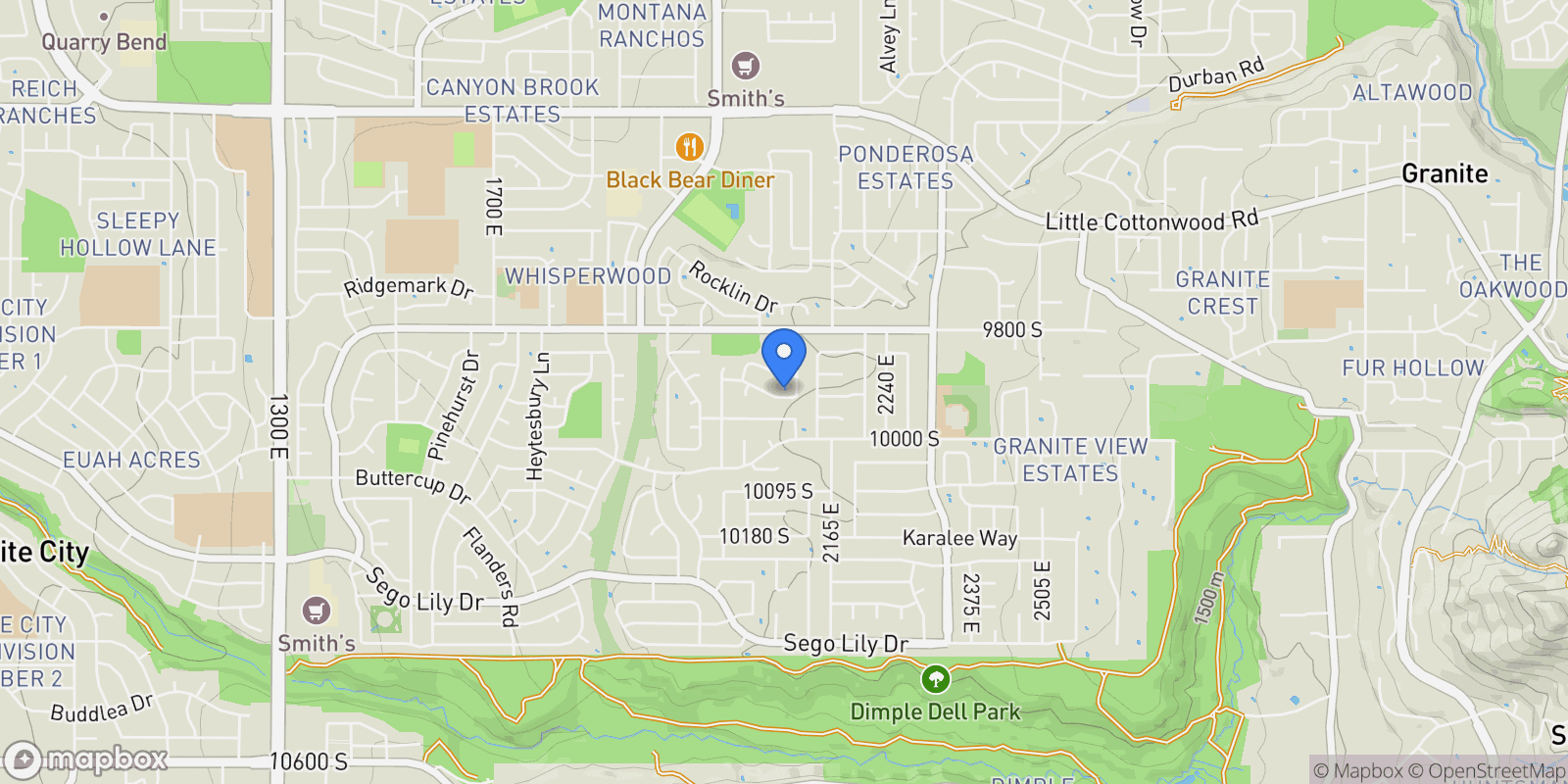 Map showing 2103 E Kramer Dr, Sandy, UT 84092, Sandy, Utah, United States.