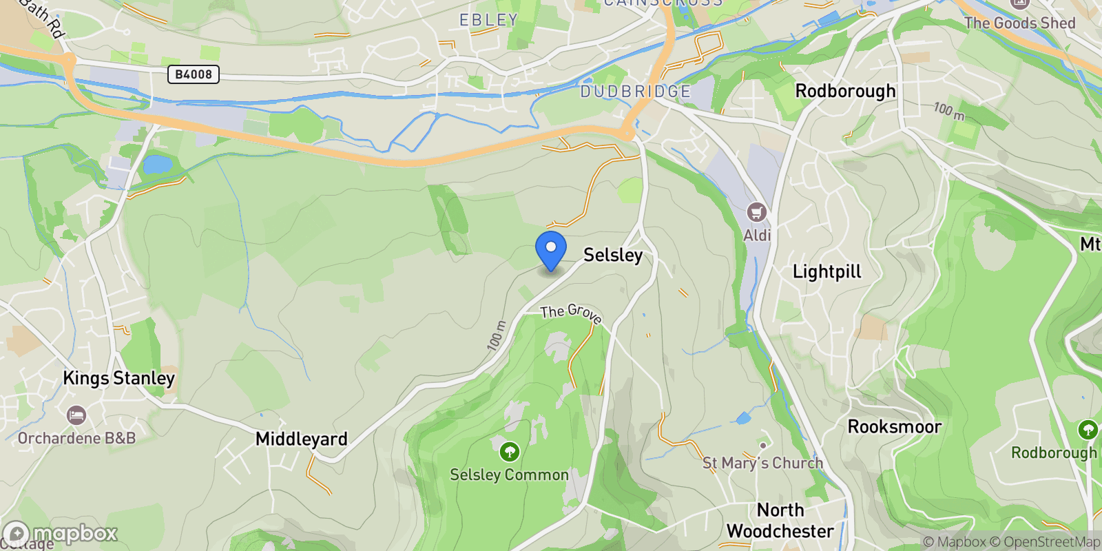 Map showing Selsley, Stroud, Gloucestershire, Selsley, England, United Kingdom.