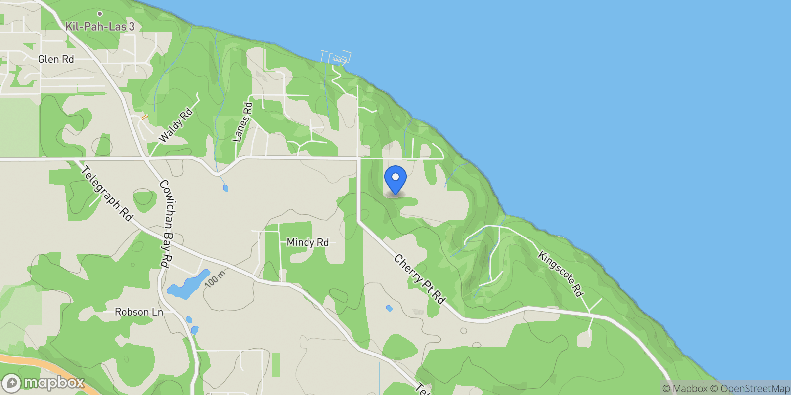 Map showing 1257 Cherry Point Rd, Cowichan Bay, British Columbia, Canada.