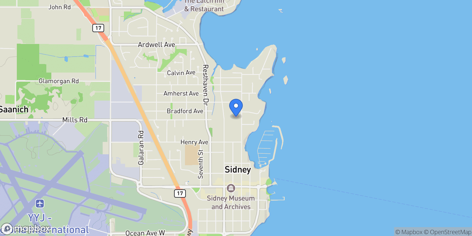 Map showing 10084 Third St 6, Sidney, British Columbia, Canada.