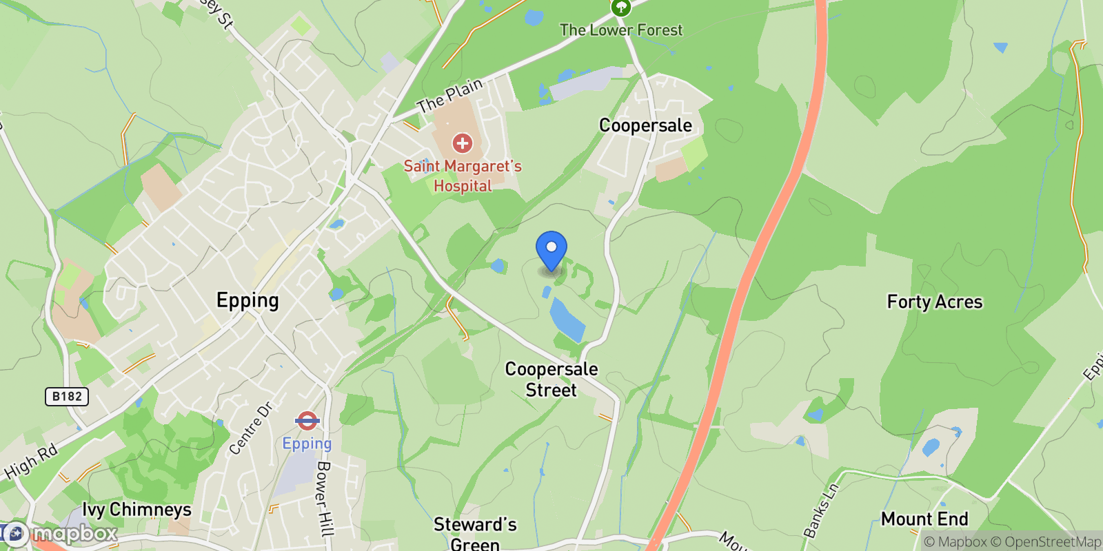 Map showing Coopersale, Epping, Essex, Coopersale, England, United Kingdom.