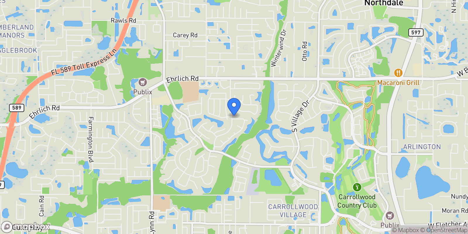 Map showing 14043 Wolcott Drive, Tampa, FL 33624, Tampa, Florida, United States.