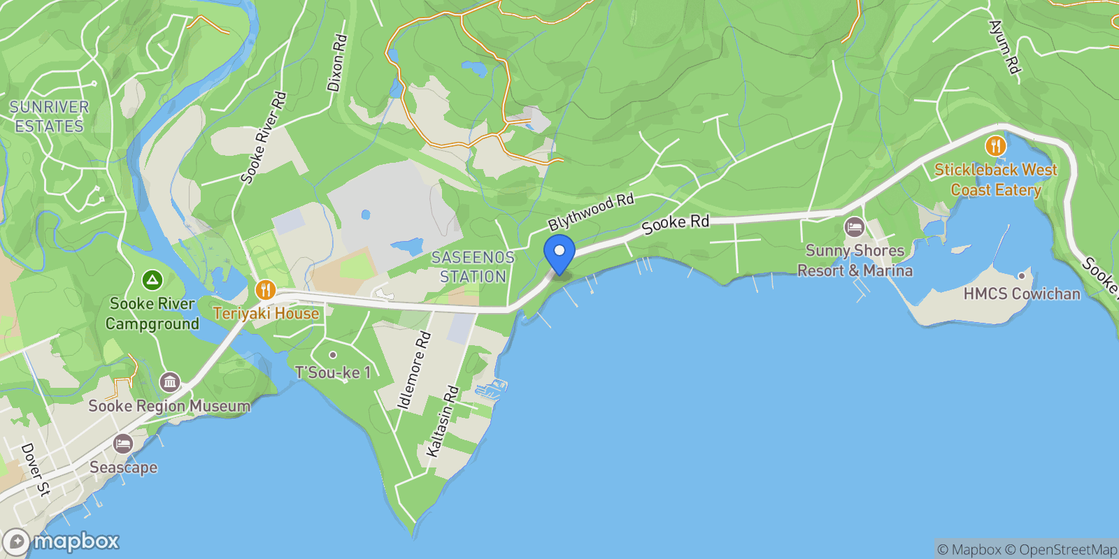 Map showing 5957 Sooke Rd, Sooke, British Columbia, Canada.
