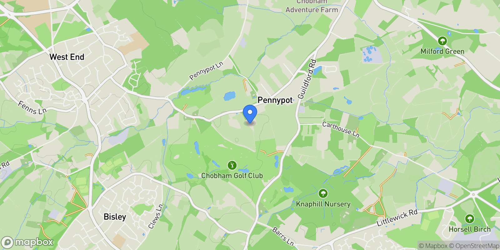 Map showing Scotts Grove Road, Chobham, Woking, Surrey, Chobham, England, United Kingdom.