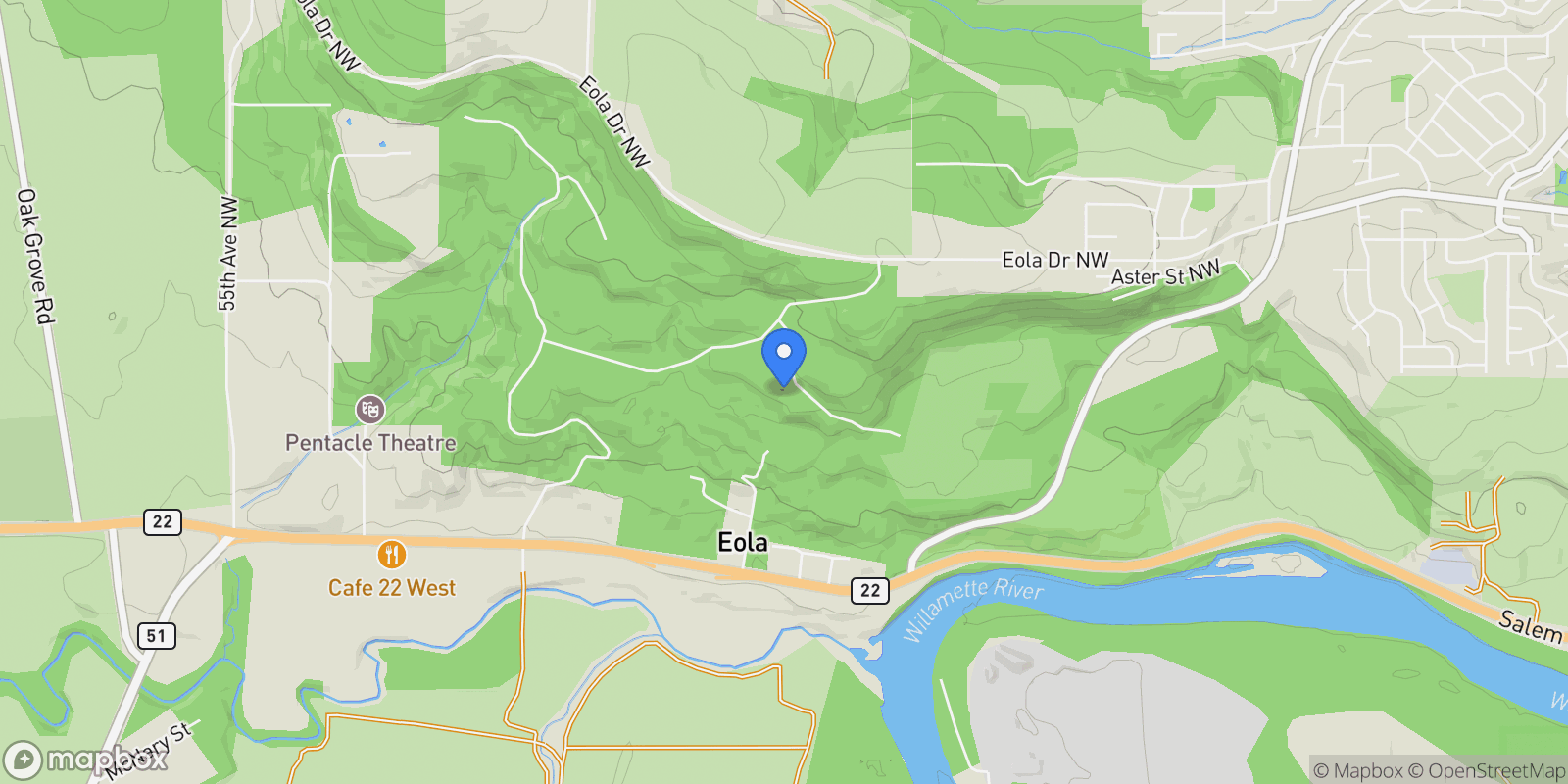 Map showing 341 Maple Hill Dr NW, Salem, Oregon, United States.