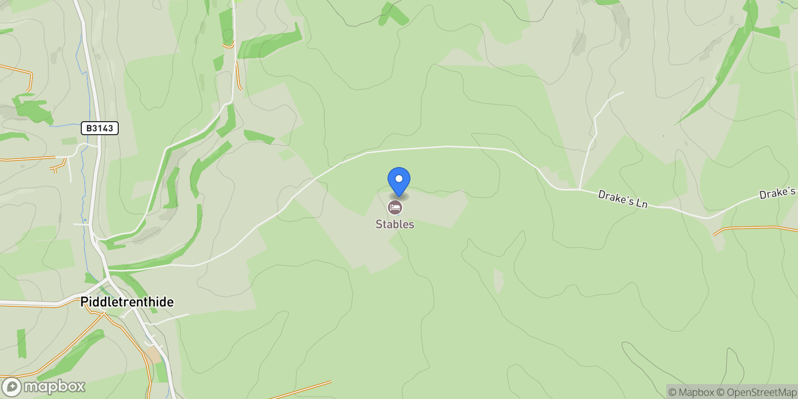 Map showing Piddletrenthide, Dorchester, Dorset, Piddletrenthide, England, United Kingdom.