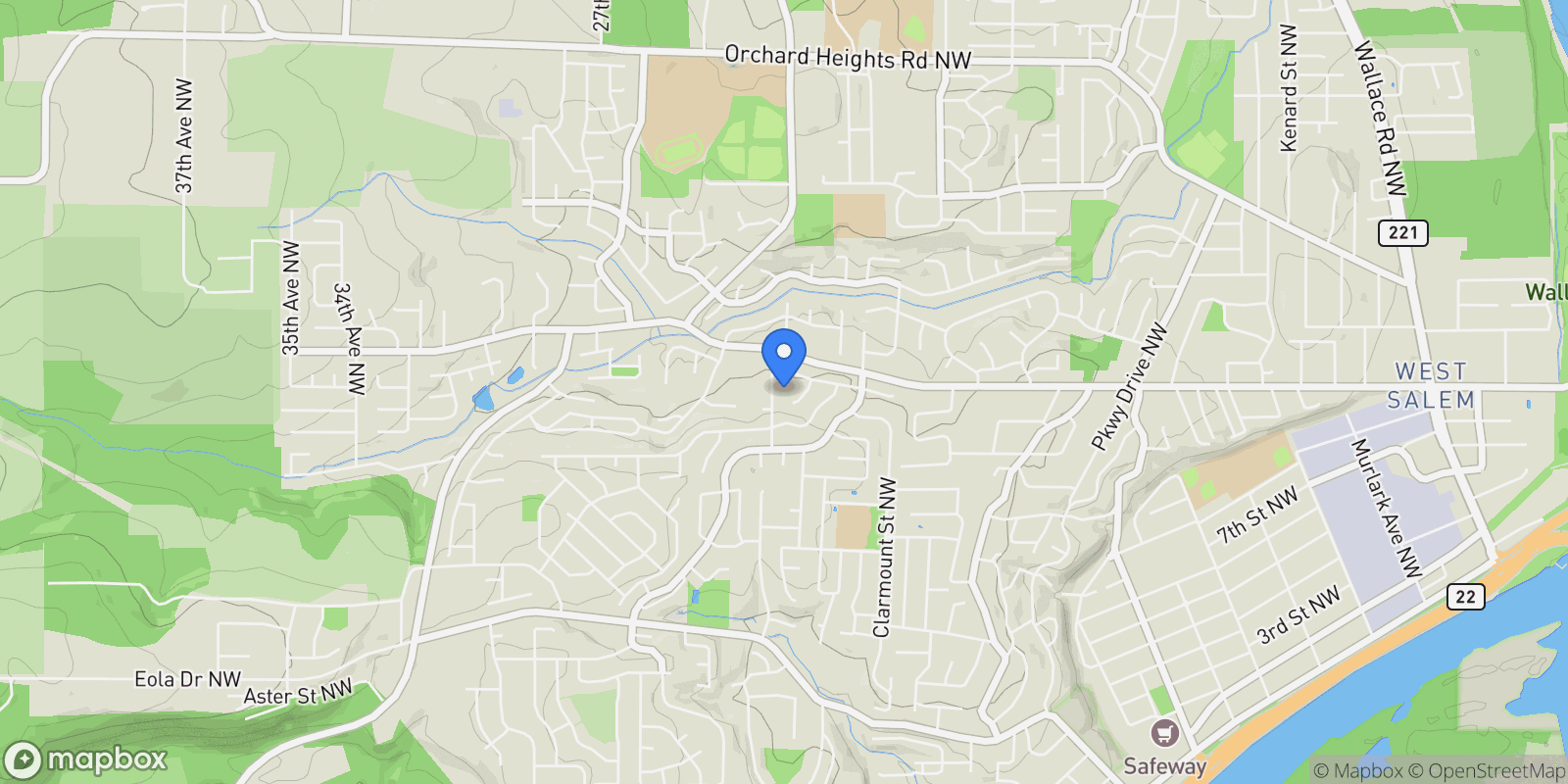 Map showing 1001 Doe Ct NW, Salem, Oregon, United States.