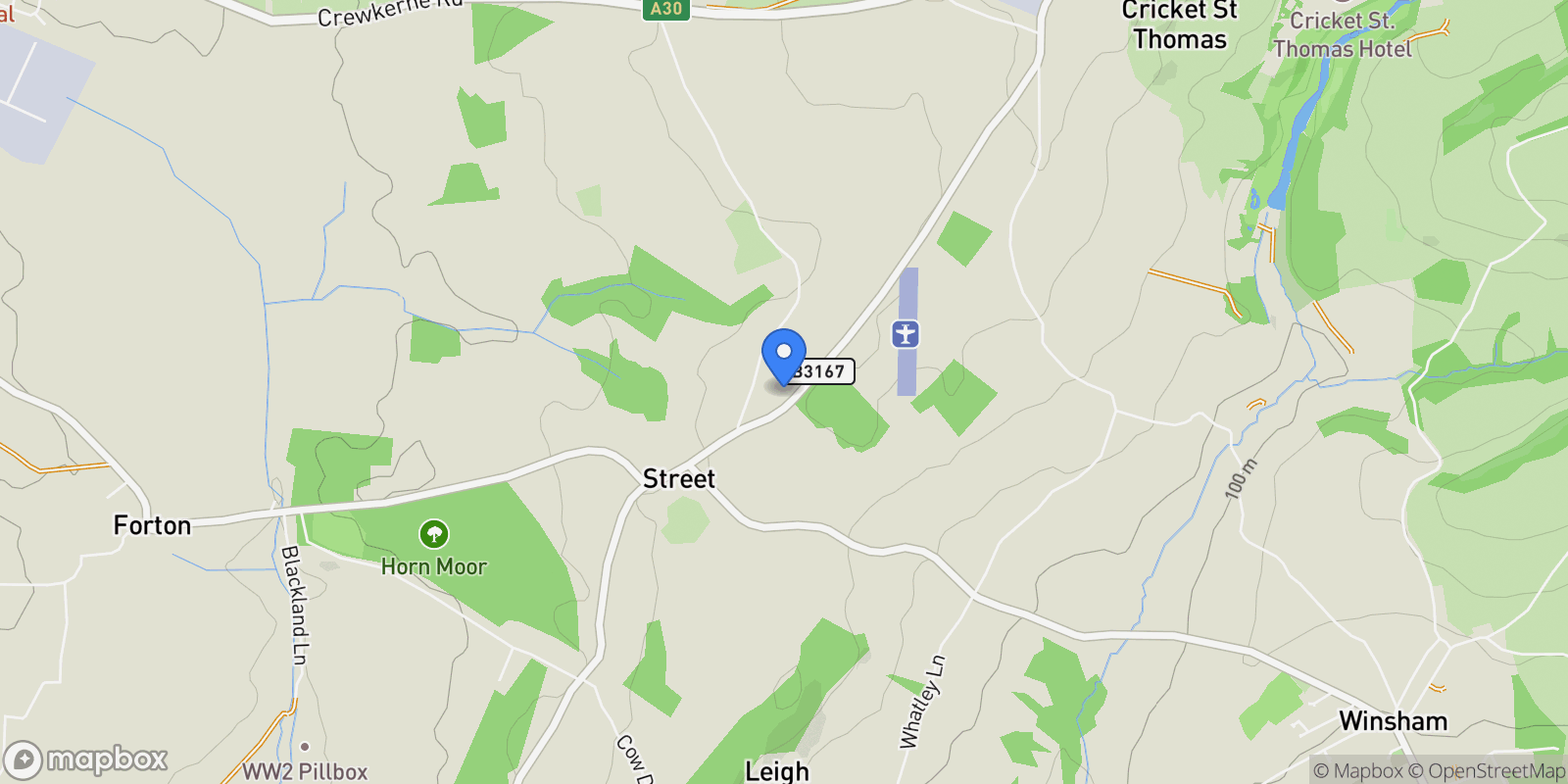 Map showing Winsham, Chard, Somerset, Winsham, England, United Kingdom.
