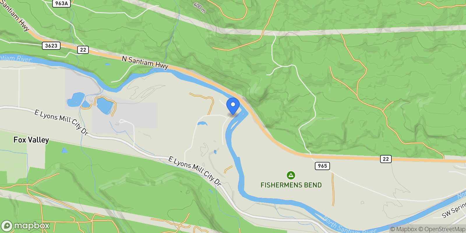 Map showing 40637 Shoreline Dr, Lyons, Oregon, United States.