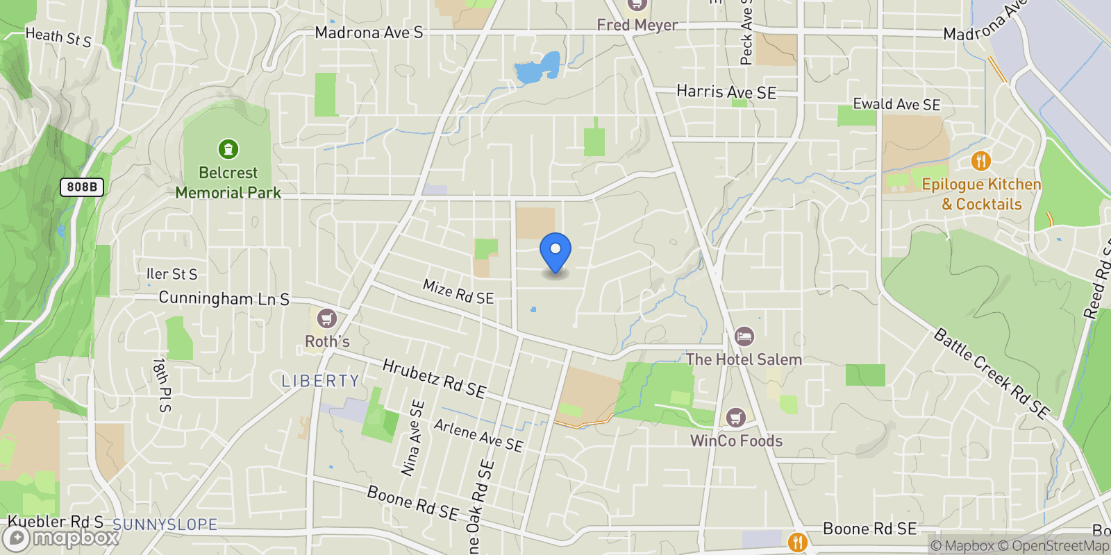 Map showing 465 McKinley St SE, Salem, Oregon, United States.