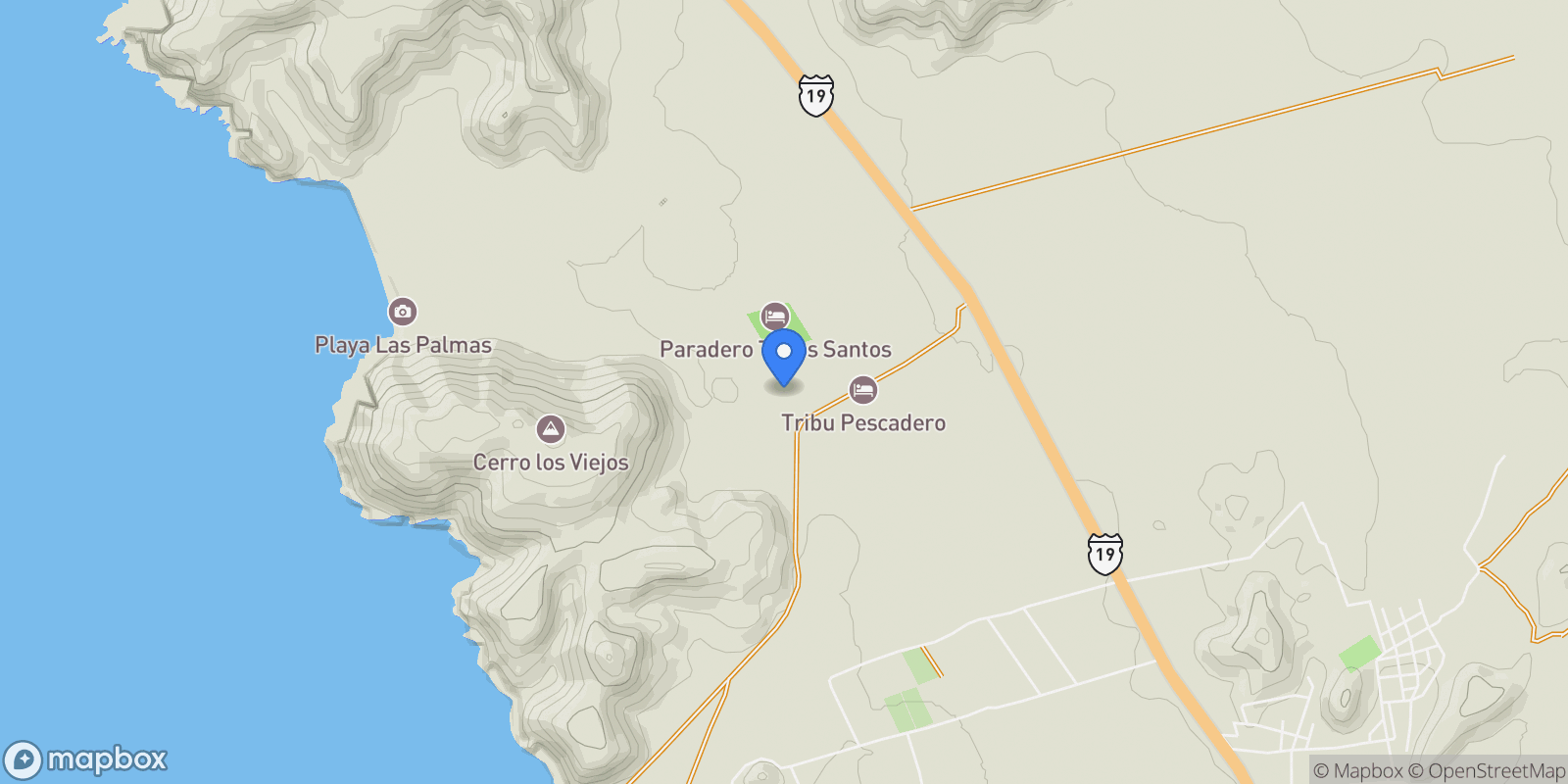 Map showing 13 Paradero, El Pescadero, Baja California Sur, Mexico.