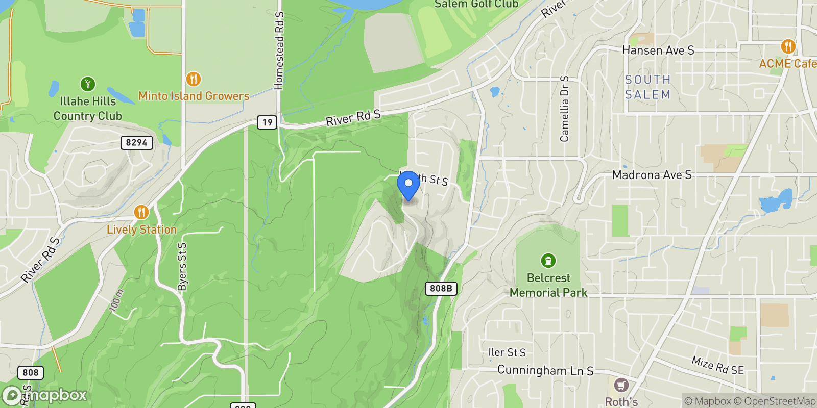 Map showing 3673 Myrla Ct S, Salem, Oregon, United States.