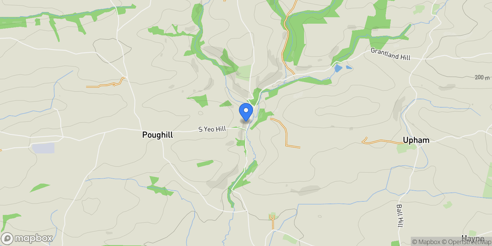 Map showing Cheriton Fitzpaine, Crediton, Devon, Poughill, England, United Kingdom.