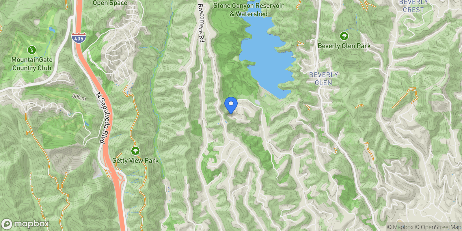 Map showing 1726 Stone Canyon Rd, Los Angeles, California, United States.