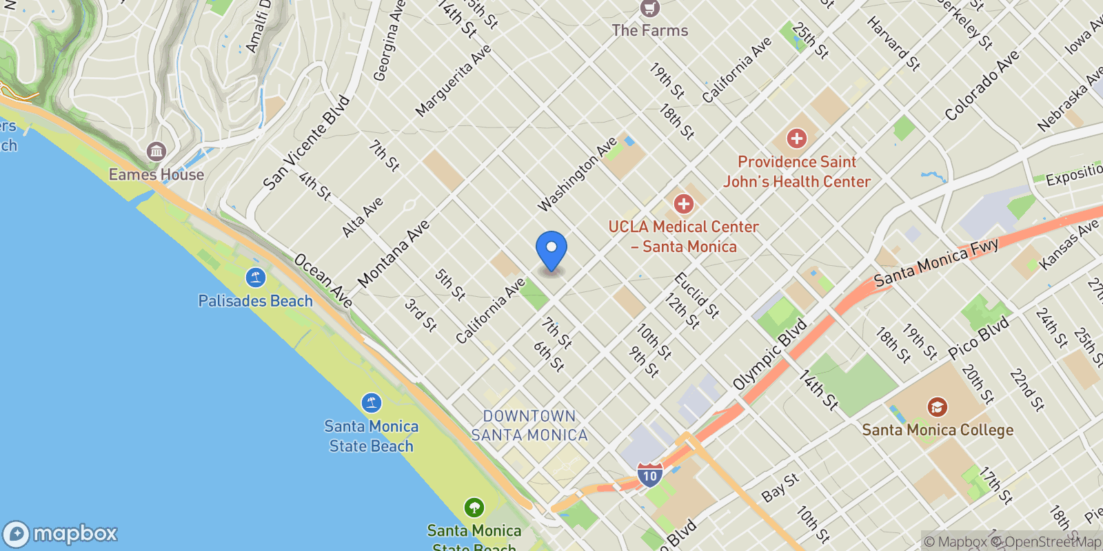 Map showing 1130 9th St, Santa Monica, California, United States.
