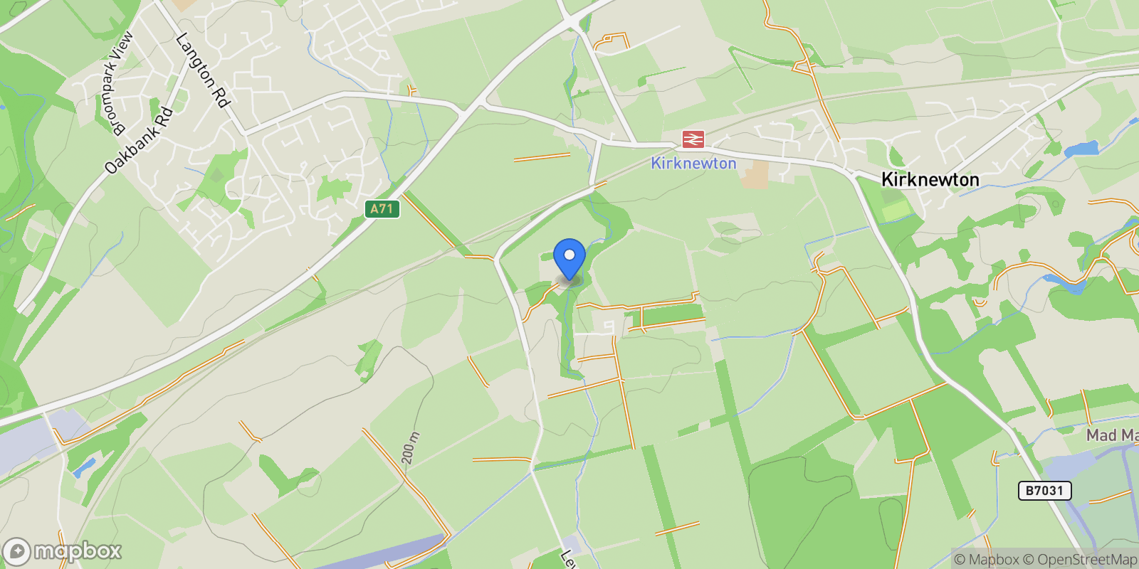 Map showing Ormiston Castle, Kirknewton, West Lothian, Kirknewton, Scotland, United Kingdom.