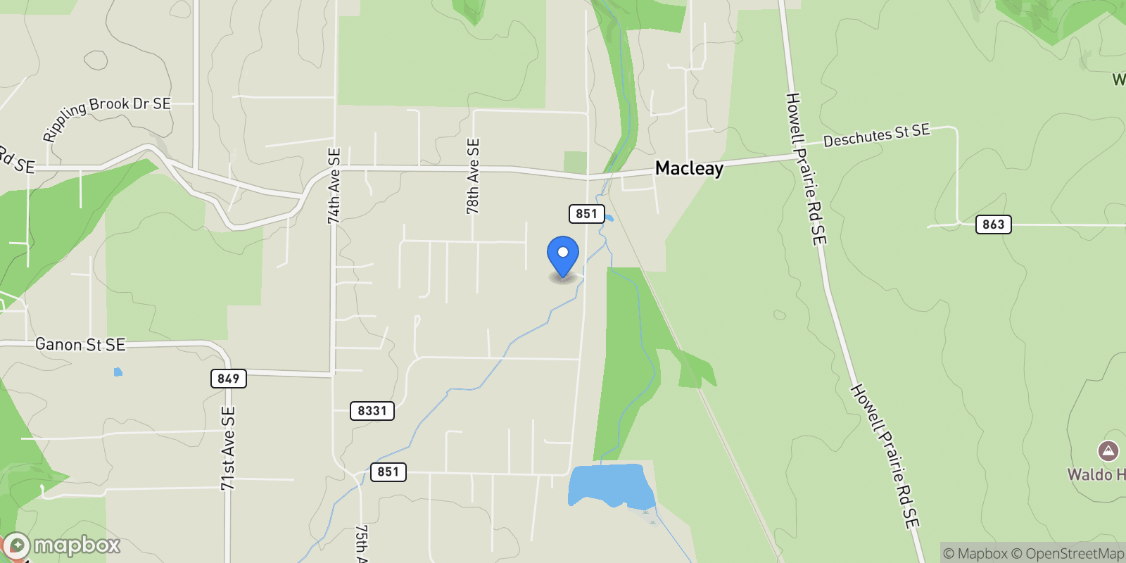 Map showing 8161 Mystical Ln SE, Salem, Oregon, United States.
