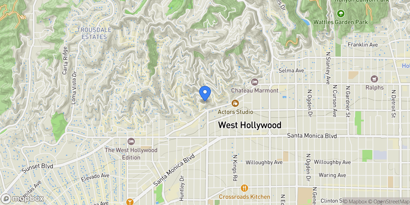Map showing 1377 Miller Pl, Los Angeles, California, United States.