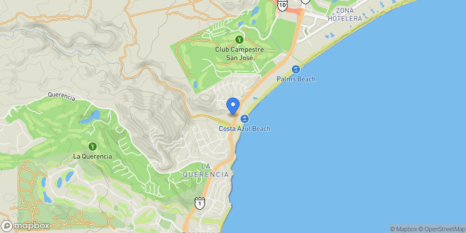Map showing Carr. Transpeninsular, San José del Cabo, Baja California Sur, Mexico.