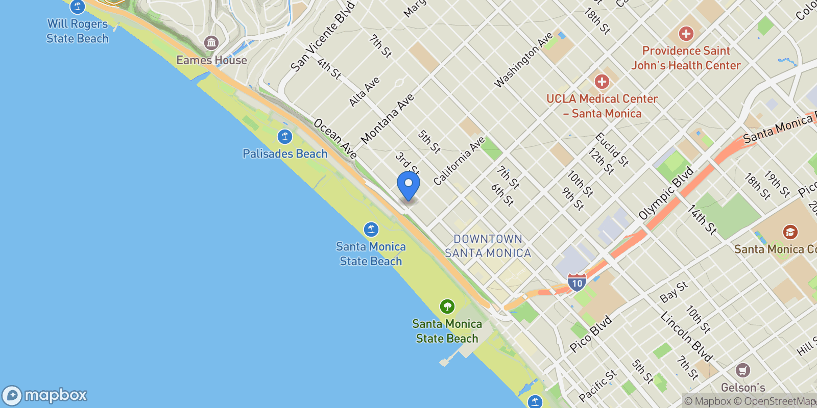 Map showing 101 California Ave, Santa Monica, California, United States.