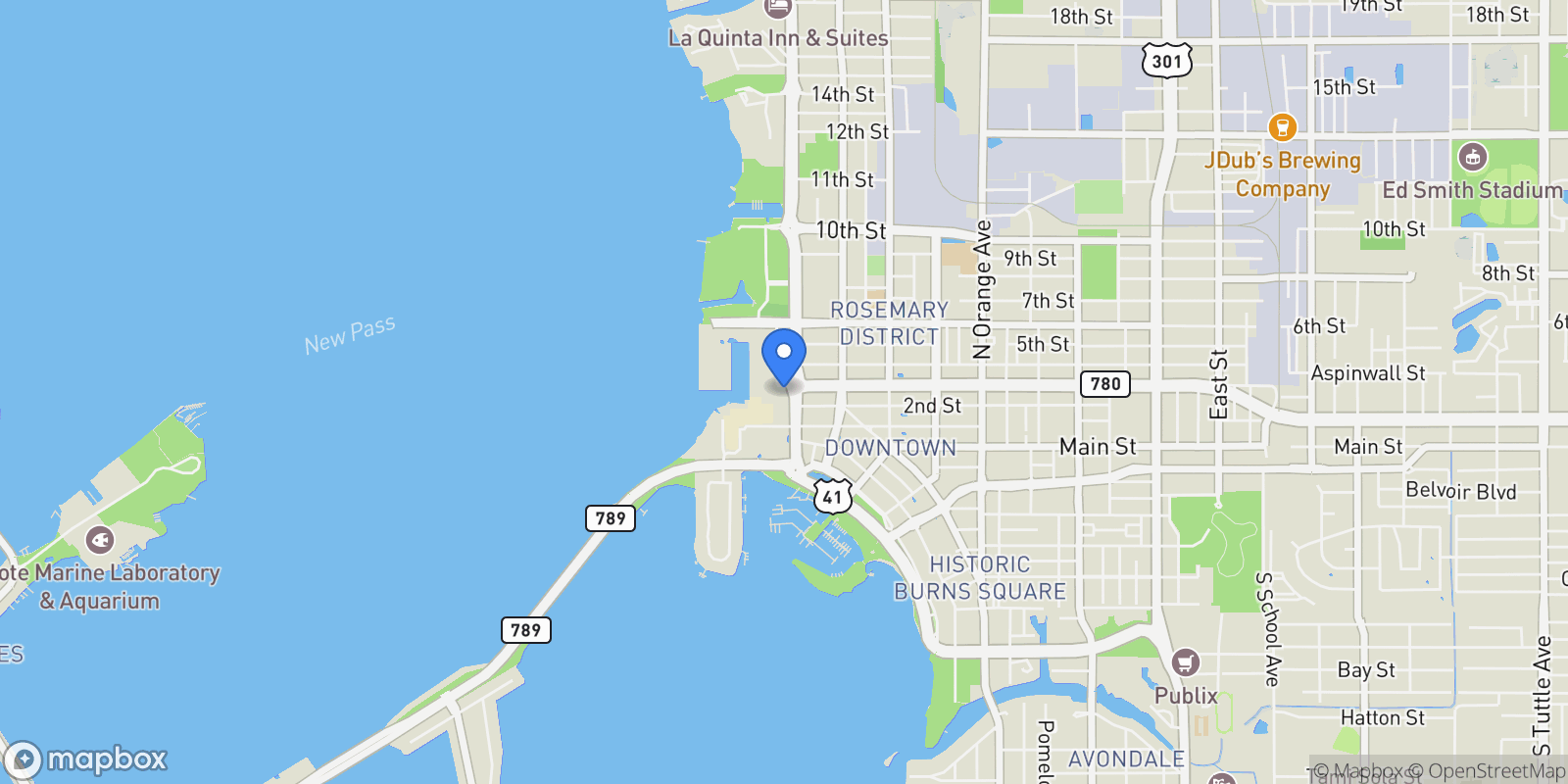 Map showing 301 QUAY COMMONS 503, Sarasota, Florida, United States.