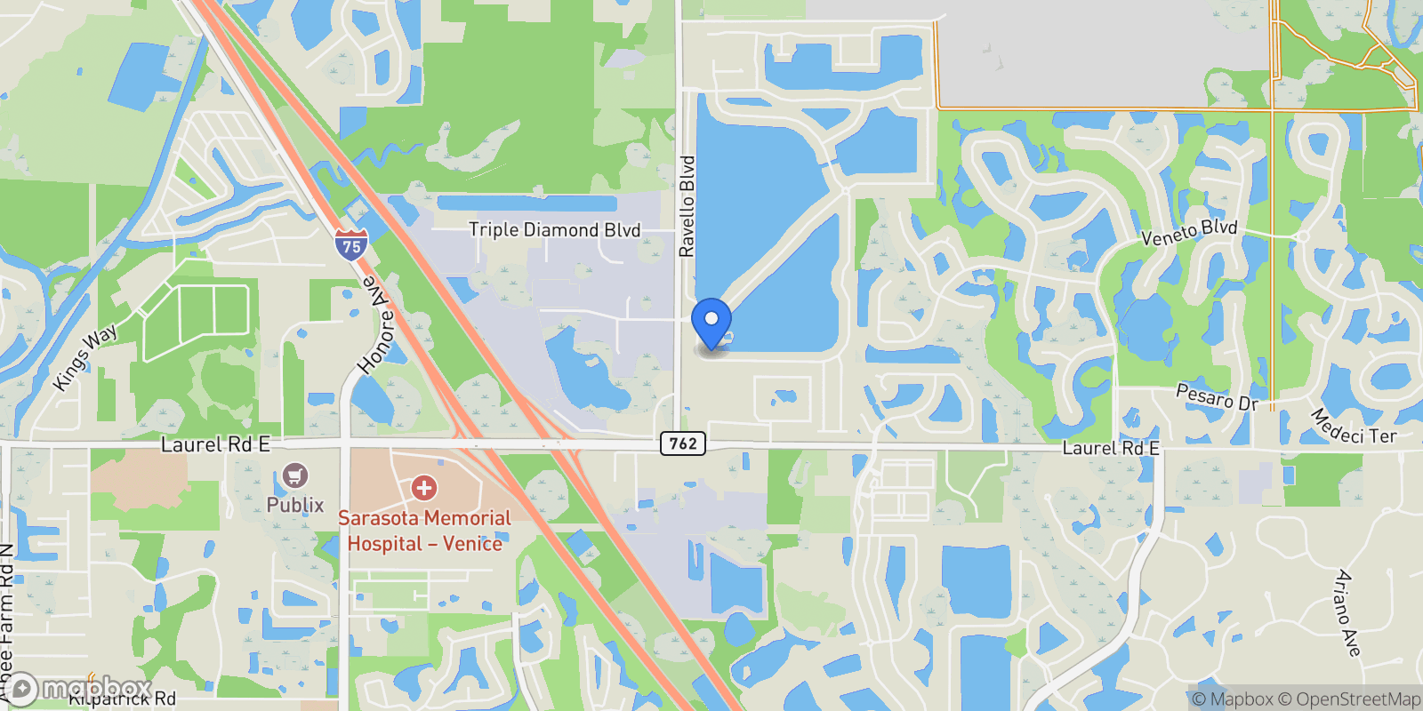 Map showing 108 MARAVIYA BOULEVARD, Venice, Florida, United States.